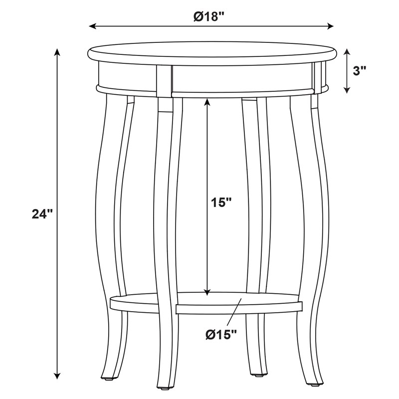 Linon Wren Round Wood End Table with Shelf in Red