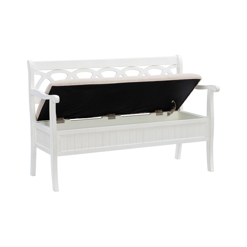 Linon Elliana Wood Storage Bench in White