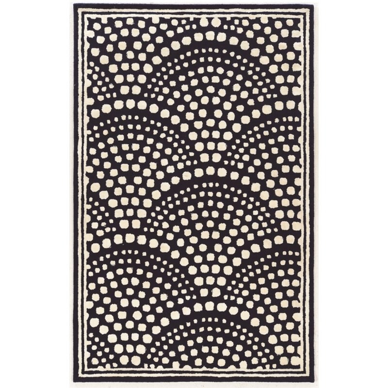 Linon Aspire Scallop Hand Tufted Wool 2'x3' Rug in Navy