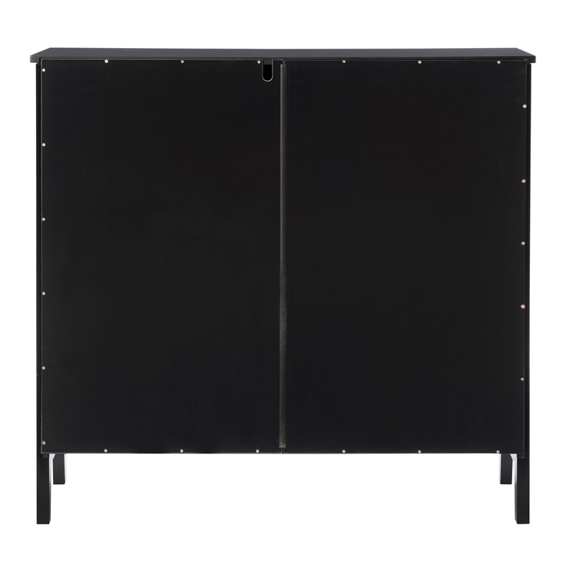 Linon Betty Large Wood and Glass Cabinet in Black