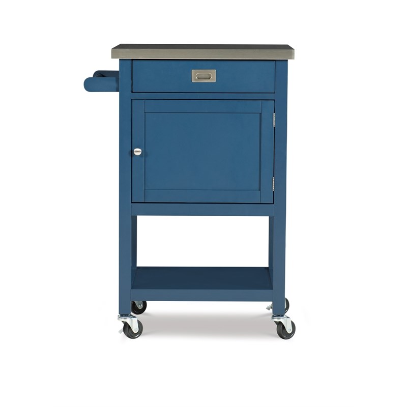 Linon Sydney Wood Kitchen Apartment Cart in Blue