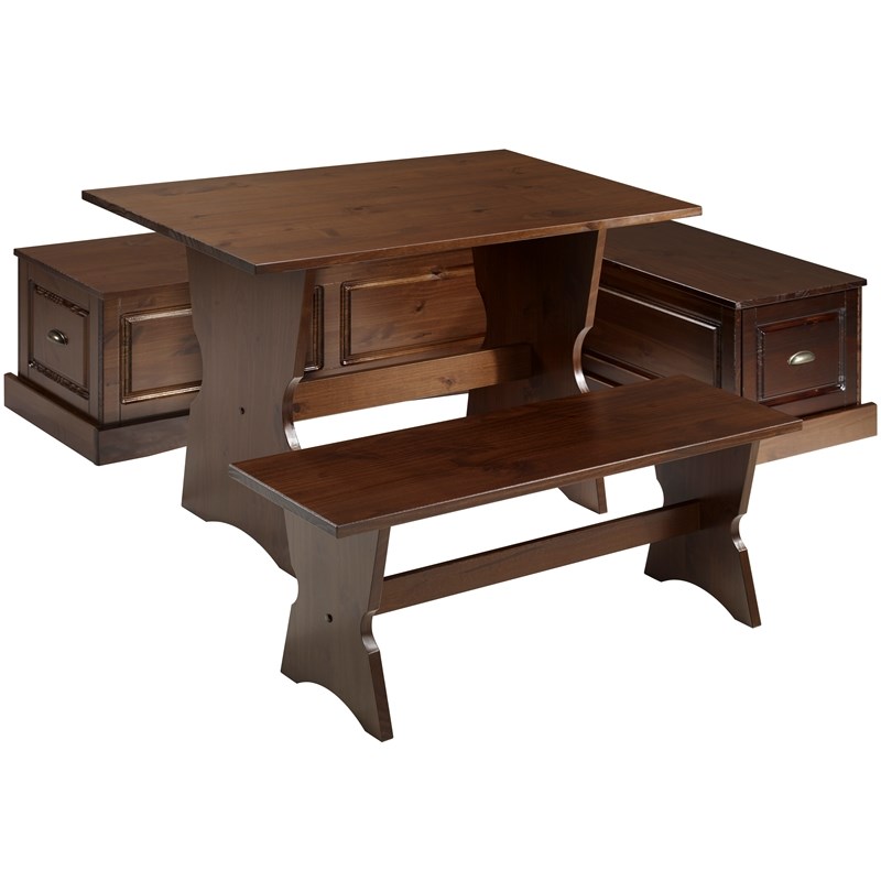 Linon Montery Wood Backless Dining Nook in Brown