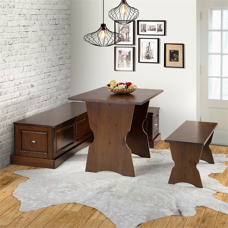 Linon Montery Wood Backless Dining Nook in Brown