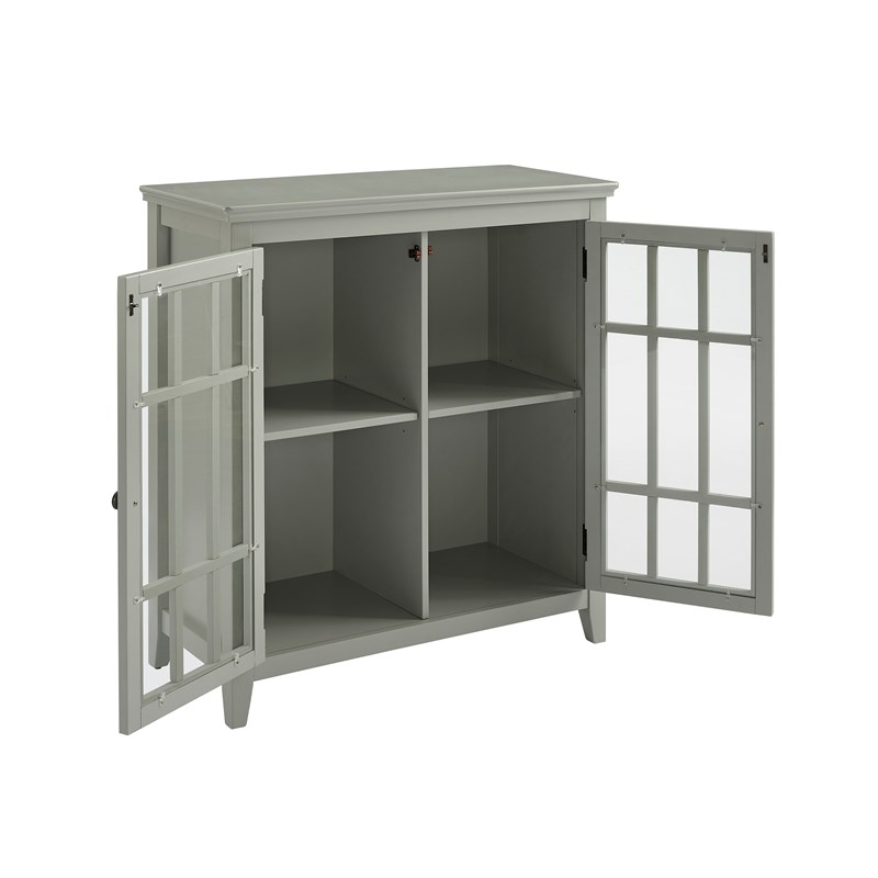 Linon Largo Wood Double Door Cabinet in Gray