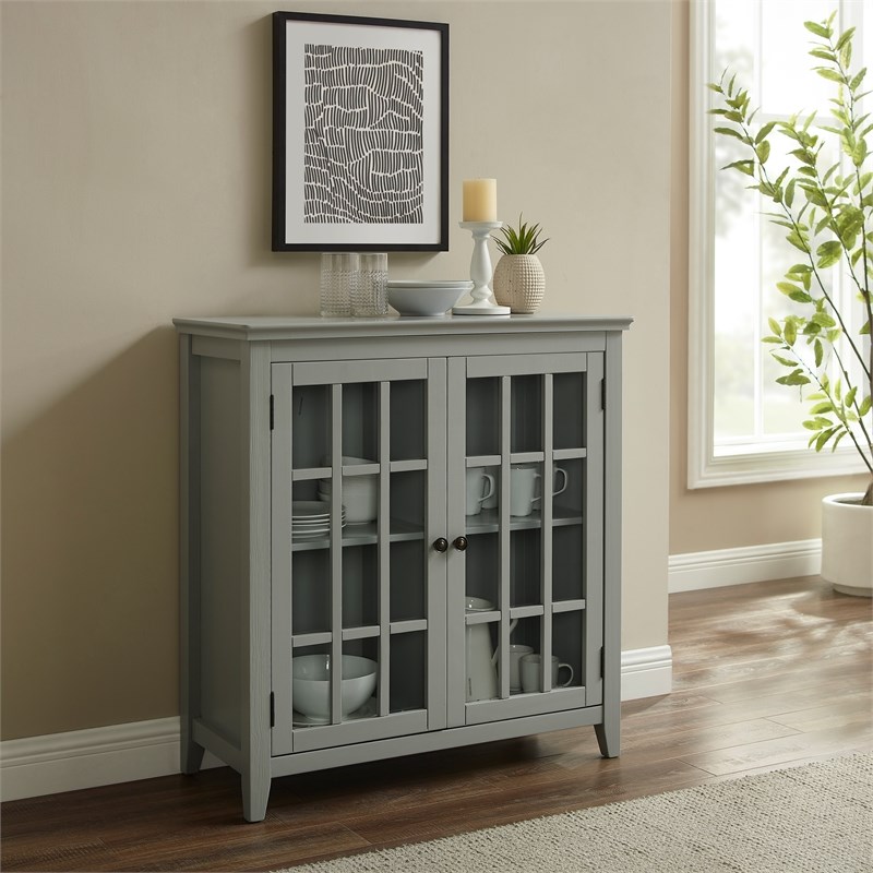 Linon Largo Wood Double Door Cabinet in Gray