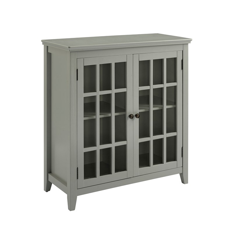 Linon Largo Wood Double Door Cabinet in Gray