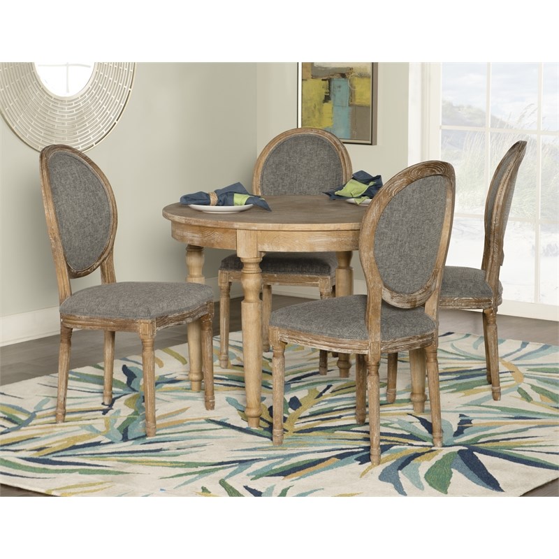 Linon Avalon Wood Round Dining Table in Light Brown Homesquare