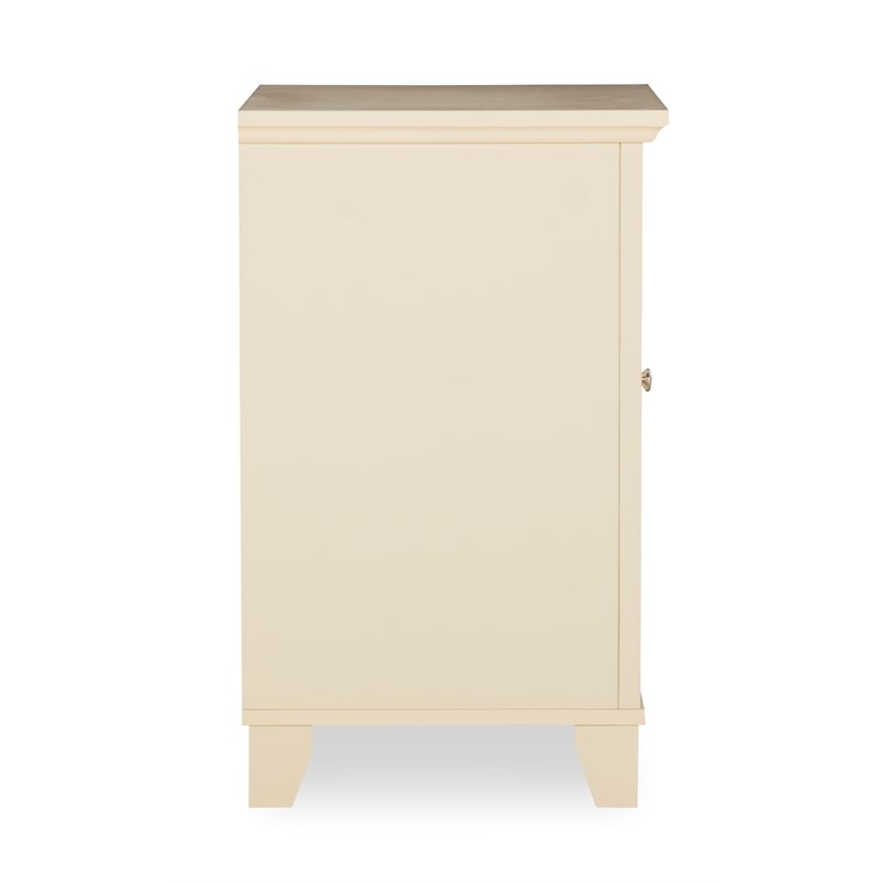 Linon Talvi Wood Small Cabinet with Mirror Door in Cream