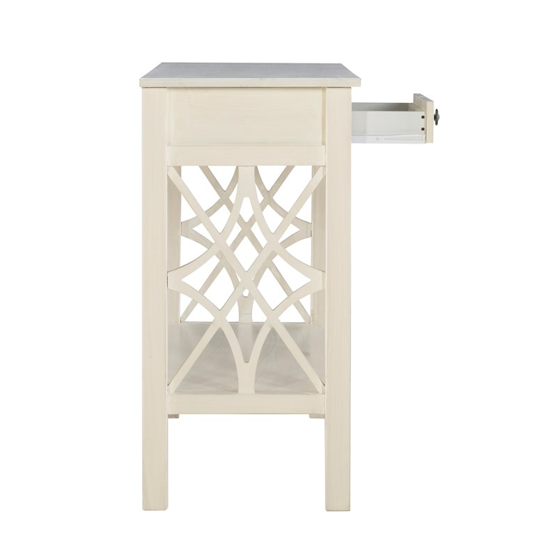 Linon Luster Wood Console Table in Antique White