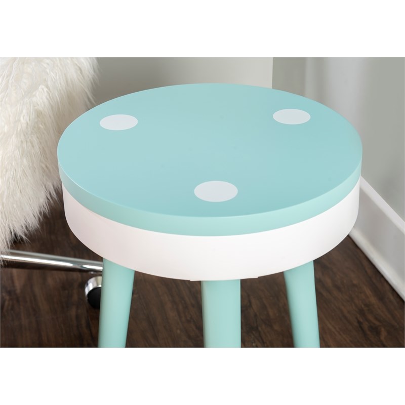 Linon Sherbert Wood Side Table in Aqua Blue