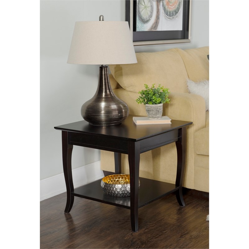 Linon Daly Solid Pine Wood End Table in Espresso