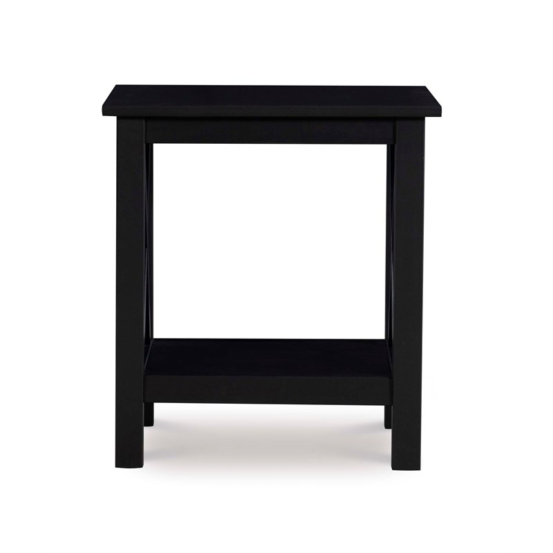Linon Dalton Solid Pine Wood End Table in Black