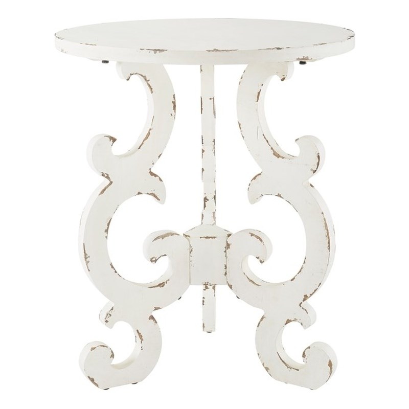 Linon Jenna Distressed Wood End Table in White
