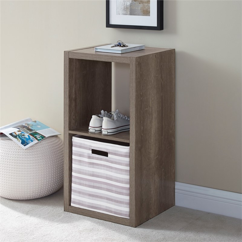 Linon Lane Two Cubby Wood Storage Cabinet in Gray