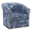 Linon Rhea Swivel Coastal Wood Upholstered Club Chair in Blue