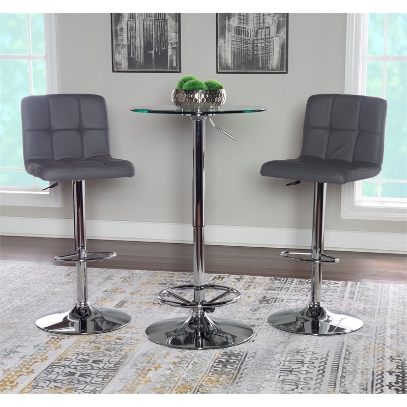 Linon Tate Metal Pub Table Set in Chrome and Gray