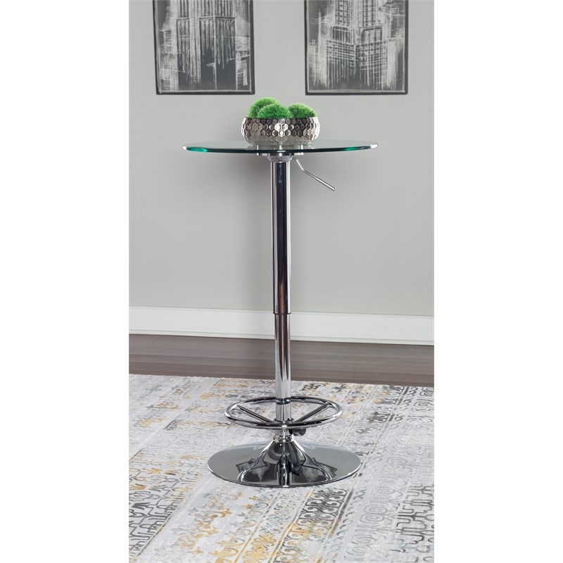 Linon Tate Metal Pub Table Set in Chrome and Gray