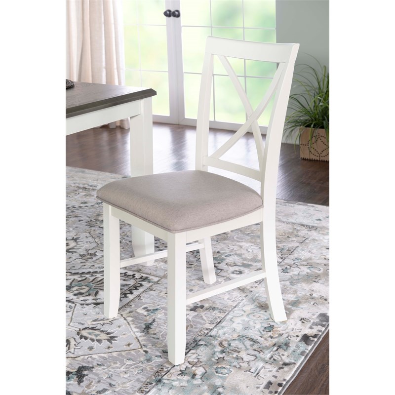 Linon Jane Wood Set of Two Dining Side Chairs in Gray