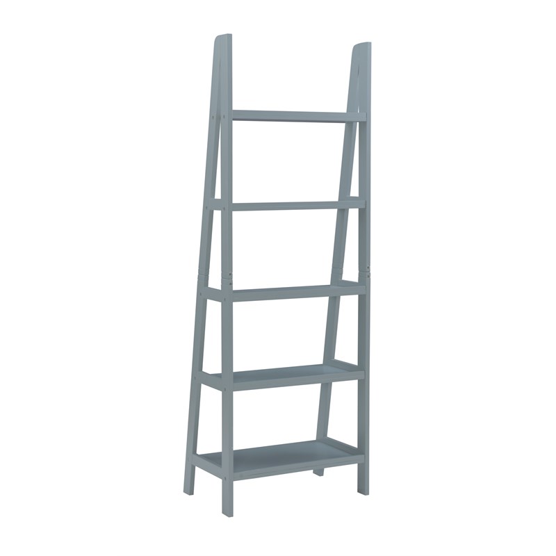 Linon Archdale Wood Ladder Bookshelf in Gray