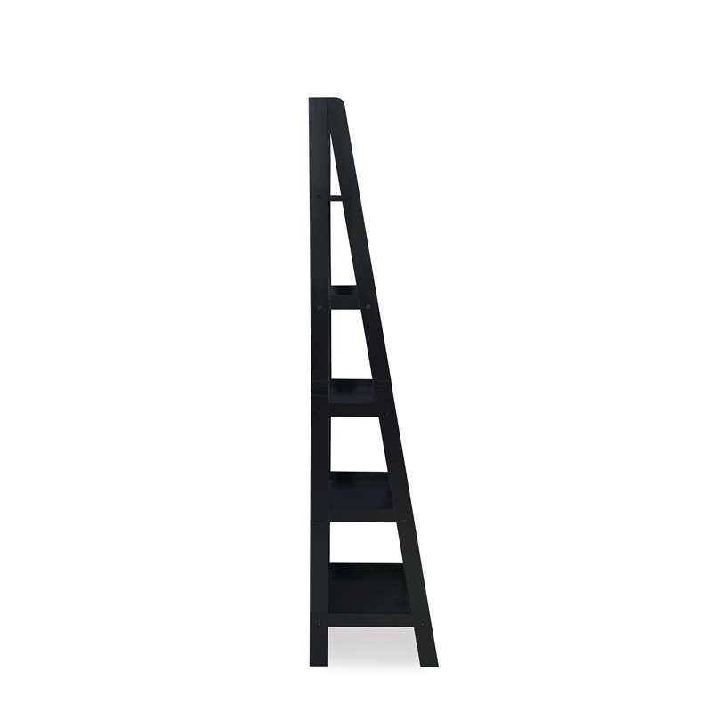 Linon Archdale Wood Ladder Bookshelf in Black