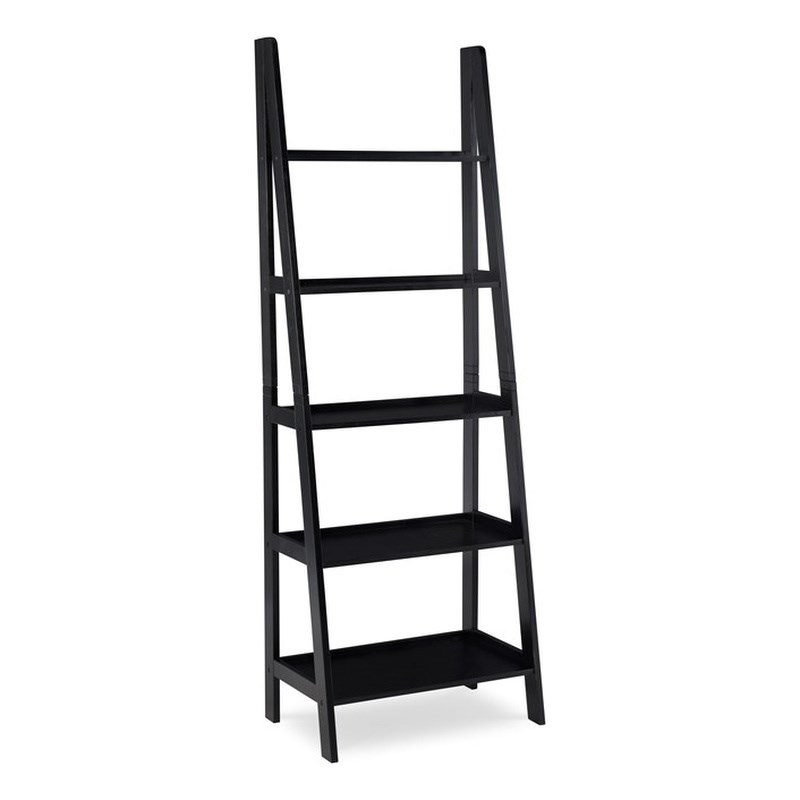 Linon Archdale Wood Ladder Bookshelf in Black