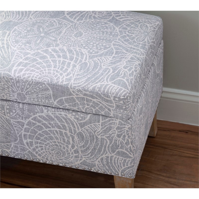 Linon Stephanie Wood Upholstered Storage Ottoman in Stone Gray