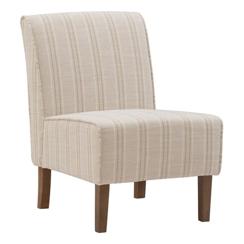Linon Lily Stripe Upholstered Wood Slipper Chair in Gray Homesquare