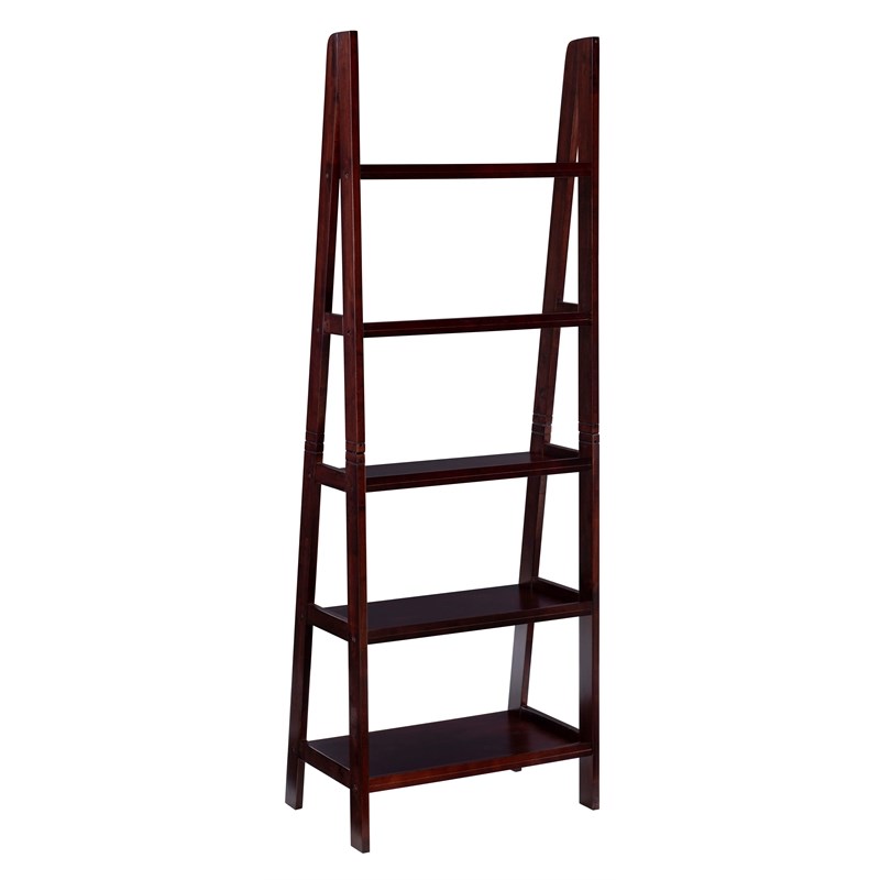 Linon Archdale Wood Ladder Bookshelf in Espresso Homesquare