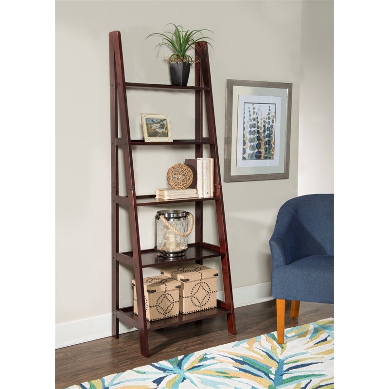 Linon Archdale Wood Ladder Bookshelf in Espresso Homesquare