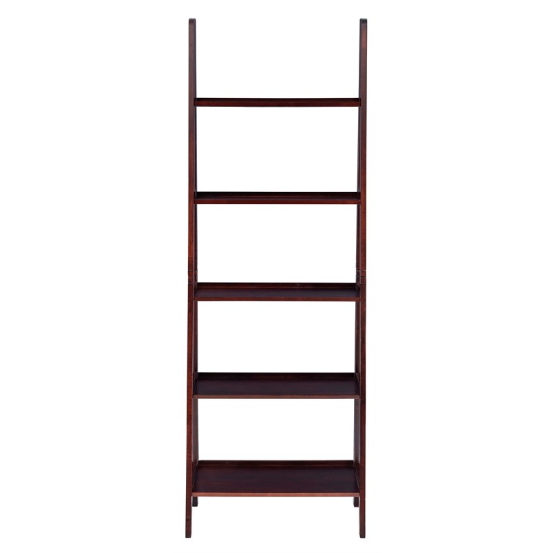 Linon Archdale Wood Ladder Bookshelf in Espresso