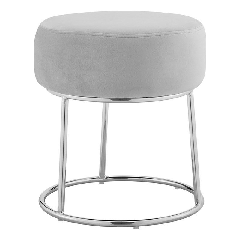 Linon Carly Metal Accent Vanity Stool in Gray