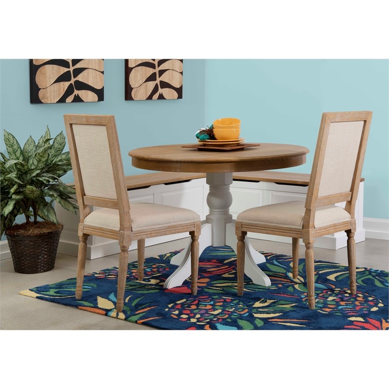 linon troyin backless wood corner nook set in white - cymx1958