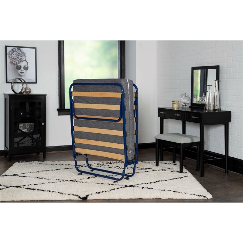 Linon Zio Sleep Folding Rollaway Bed in Blue Homesquare