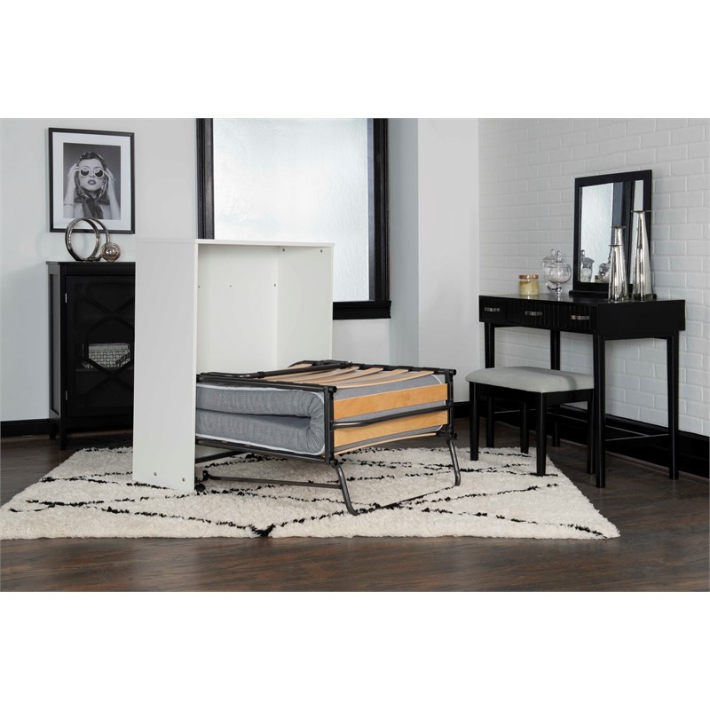 Linon Dawson Folding Rollaway Bed with Storage and Memory Foam