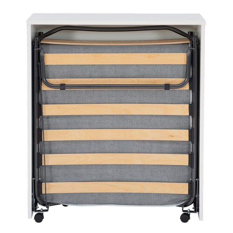 Linon Dawson Folding Rollaway Bed with Storage Cabinet and Memory Foam