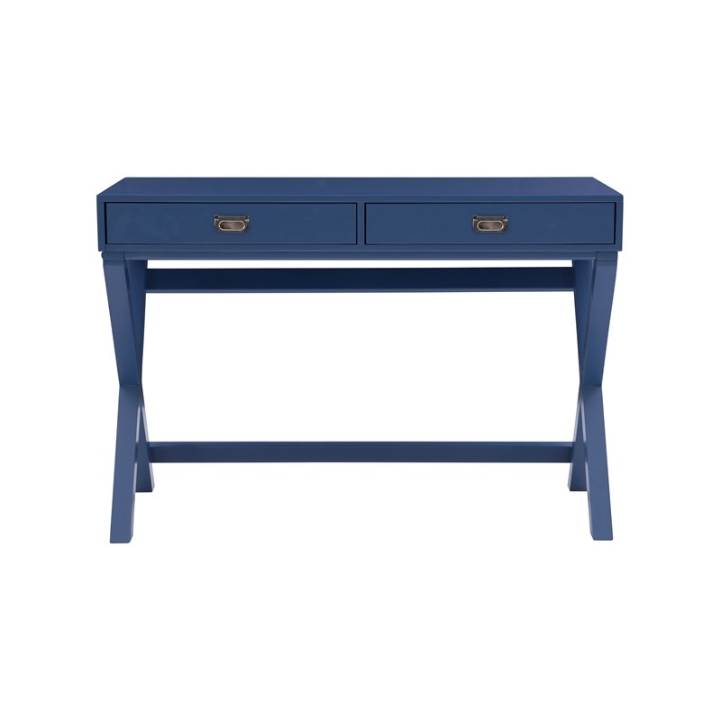 Linon Peggy Two Drawer Wood Writing Desk in Navy Blue Homesquare