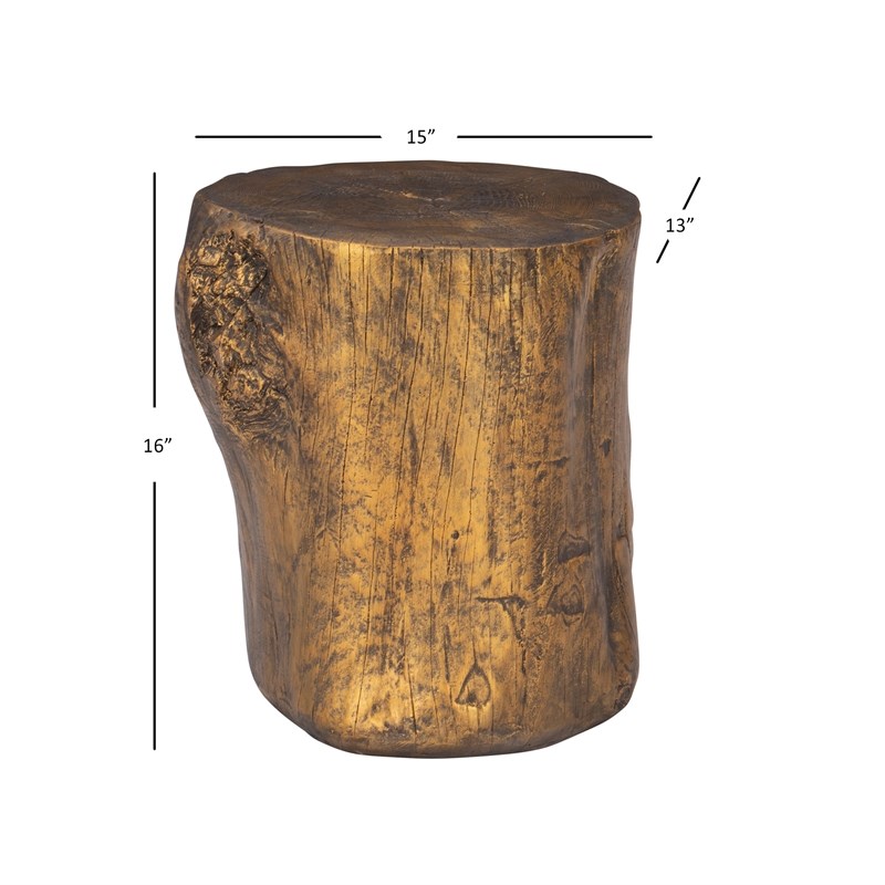 Linon Hunter Resin End Table Stool in Gold
