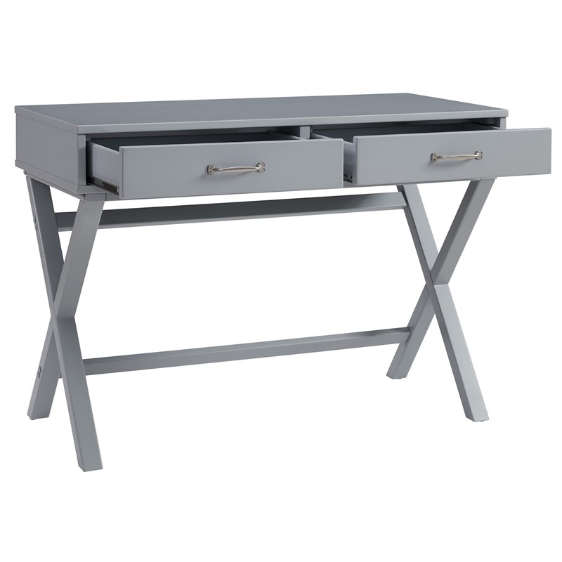 Linon Jenna Two Drawer Wood Desk in Gray