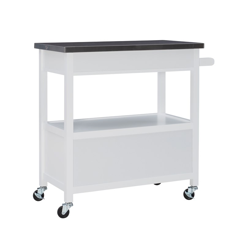 Linon Sydney Wood and Stainless Steel Kitchen Cart in White