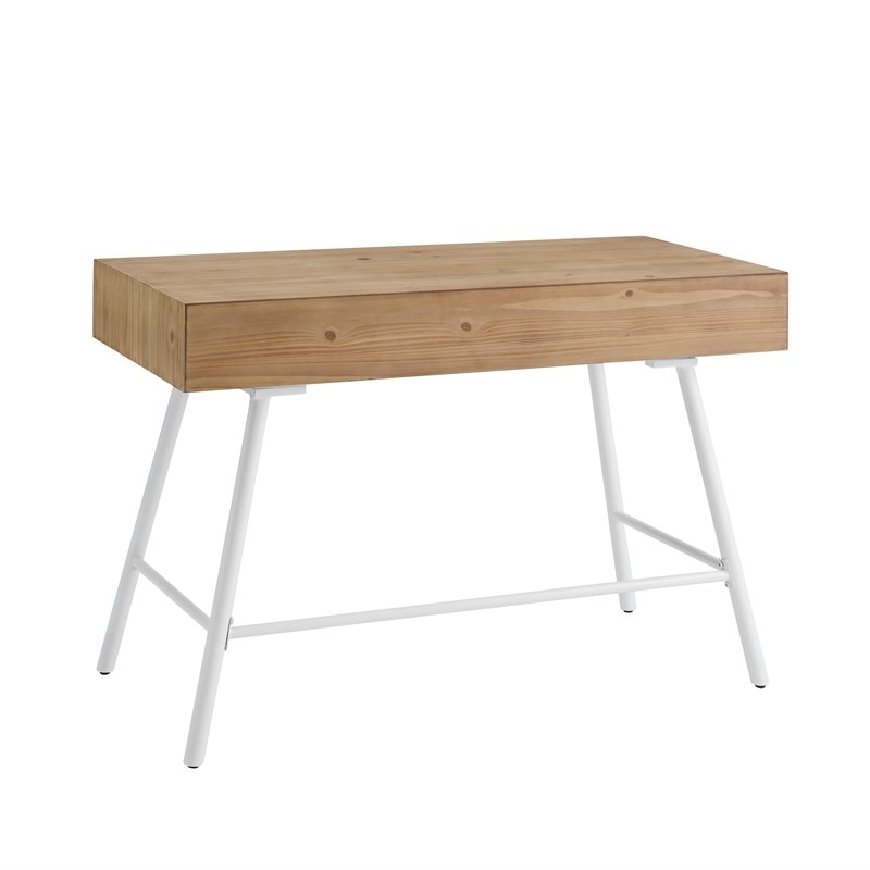 Linon Carter Wood and Metal Three Drawer Desk in White