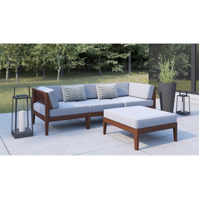 Linon Morningside Wood Indoor/Outdoor Corner Chair in Walnut