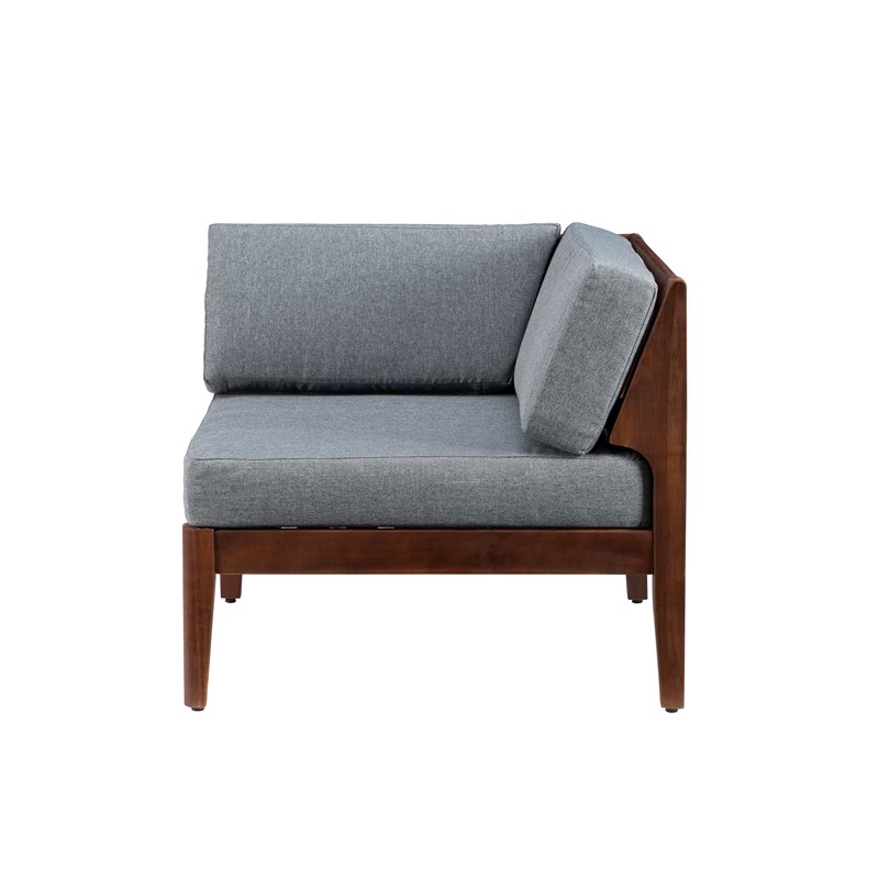 Linon Morningside Wood Indoor/Outdoor Corner Chair in Walnut