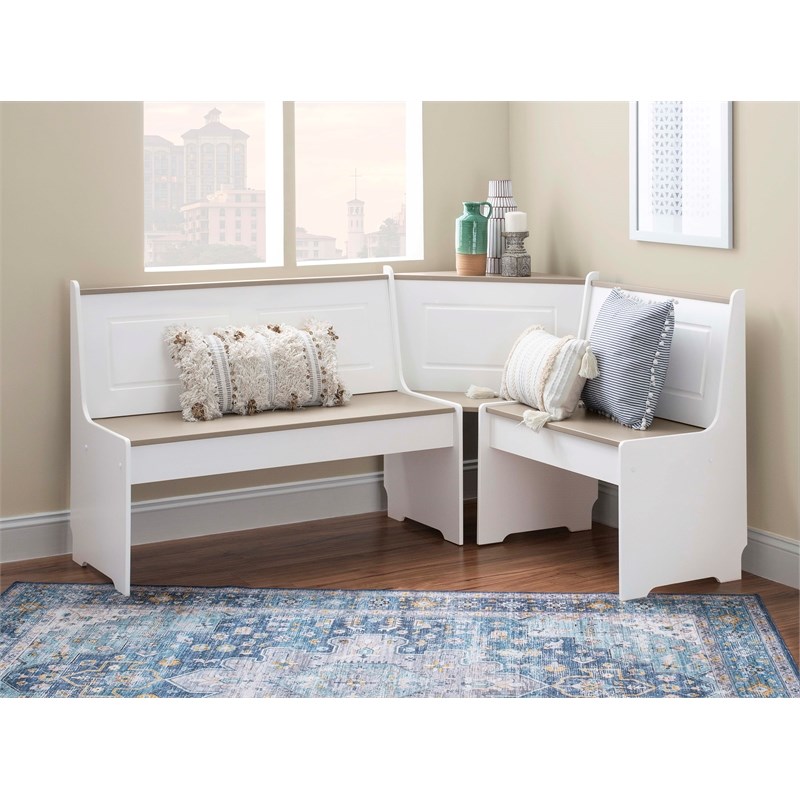 Linon Ardmore Wood Breakfast Nook Dining Set in White and Gray