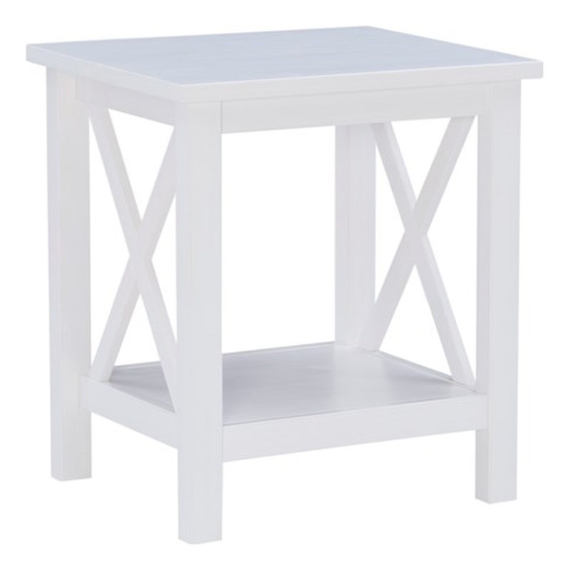 Linon Dalton Wood End Table in Antique White