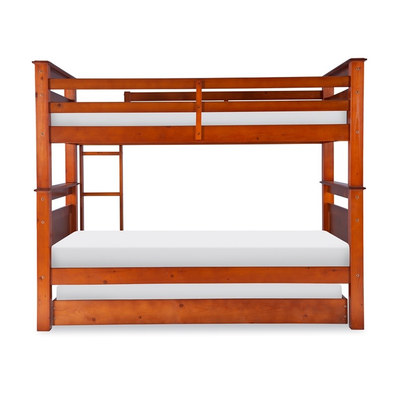 linon arlo pine wood twin bunk bed in walnut brown cymx2158