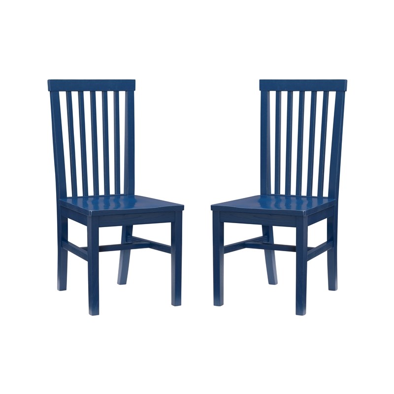 Linon Erwin Wood Set of Two Side Chairs in Navy
