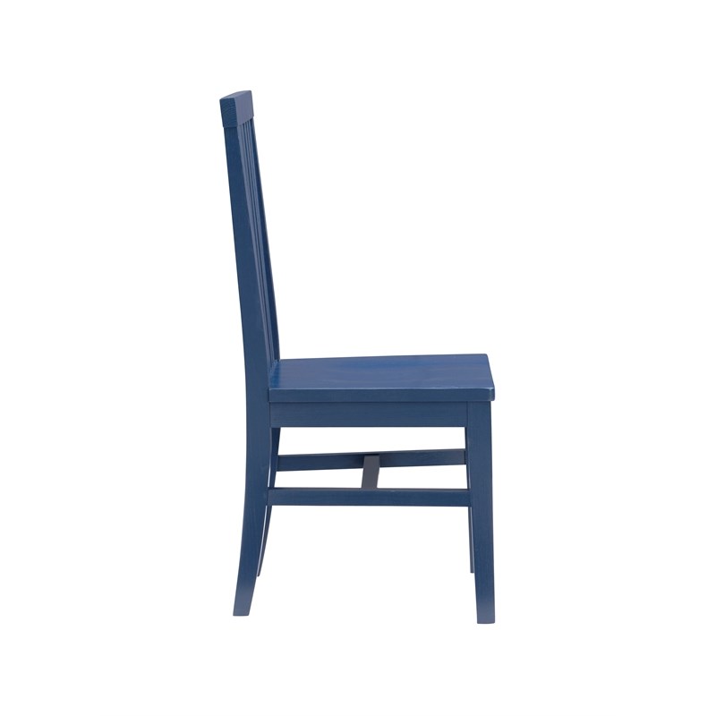 Linon Erwin Wood Set of Two Side Chairs in Navy
