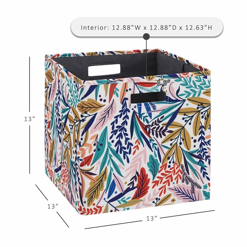 Linon Lane Two Pack Fabric Floral Storage Bins in Multi-Color