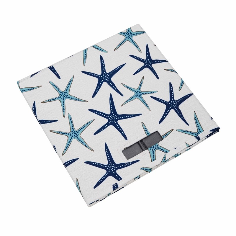 Linon Lane Two Pack Fabric Starfish Storage Bins in Blue