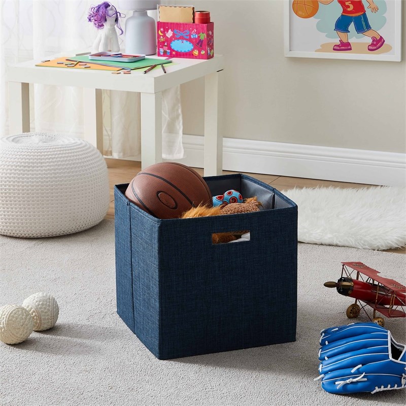 Linon Lane Two Pack Fabric Storage Bins in Navy